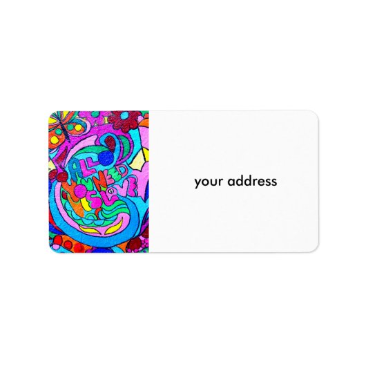 Étiquette hippie paix super et amour (Devant)