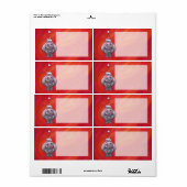 Étiquette Hippo mignon à Santa Hat en rouge (Feuille entière)