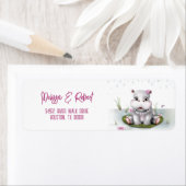 Étiquette Hippo River Adventure Girl Baby shower (En situation)
