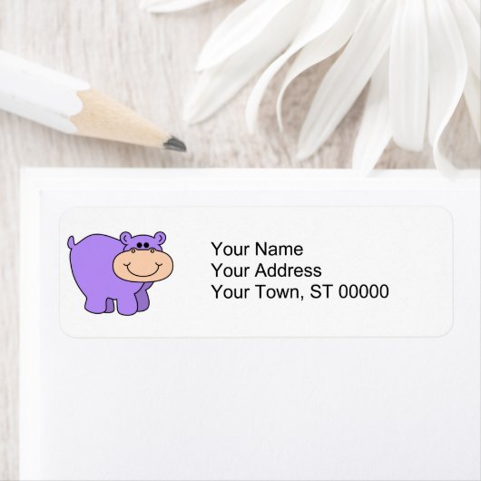 Étiquette hippo violet (En situation)