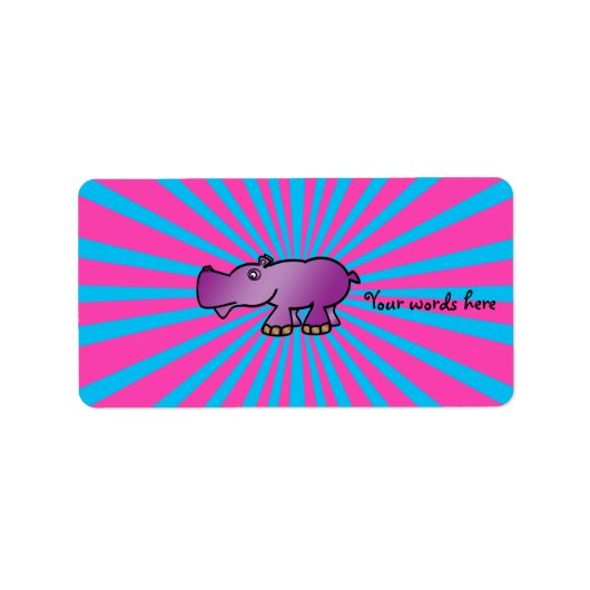 Étiquette Hippo violet au soleil rose (Devant)