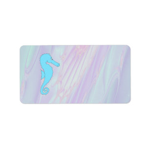 Étiquette Hippocampe bleu-clair sur l'arrière - plan de