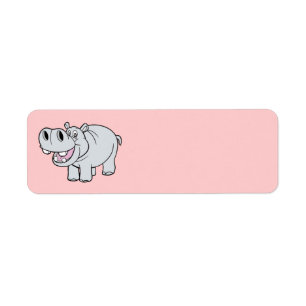 Étiquette Hippopotame Animé