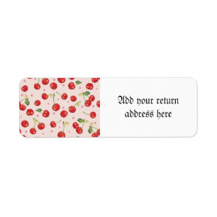 Étiquette Hipster, rétro, cerise, motif, rouge, rose, pâle,