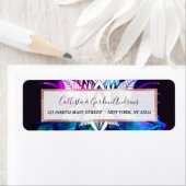 Étiquette Hipster Retro Tech Turquoise Lotus Lotus Fleur Feu (En situation)