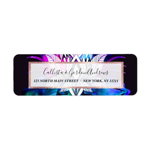 Étiquette Hipster Retro Tech Turquoise Lotus Lotus Fleur Feu (Devant)