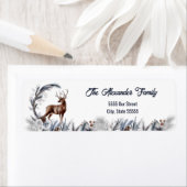 Étiquette Hiver Bois Cerf Elégante Nature Aquarelle (En situation)