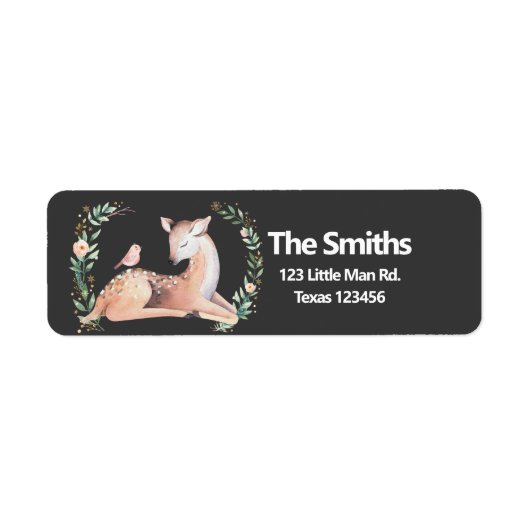 Étiquette Hiver Bois Or Rose Cerf Vert (Devant)