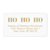 Étiquette Ho Ho Ho blanc or moderne Noël (Devant)
