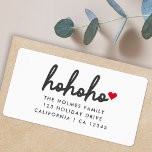 Étiquette Ho Ho Ho | Christmas Heart Return Adresse<br><div class="desc">Étiquette moderne et minimaliste d'adresse de retour de vacances avec "ho ho ho ho ho" en écriture manuscrite typographie suivie d'un coeur rouge. Le nom et l'adresse peuvent être facilement personnalisés pour une touche personnelle.</div>