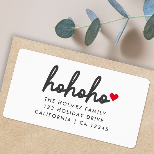 Étiquette Ho Ho Ho | Christmas Heart Return Adresse