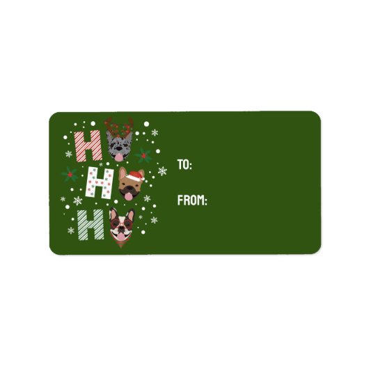 Étiquette Ho Ho Ho French Bulldog Joyeux Noël (Devant)