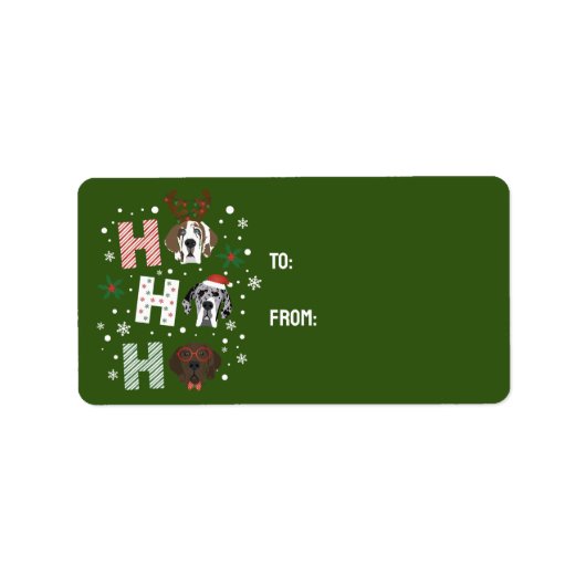 Étiquette Ho Ho Ho Great Dane Joyeux Noël (Devant)