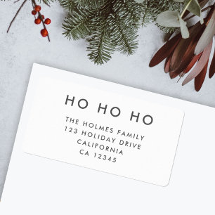 Étiquette Ho Ho Ho Mini nettoyage simple Noël blanc