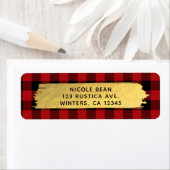 Étiquette HO HO Noël Holiday Red Buffalo Plaid Gold (En situation)