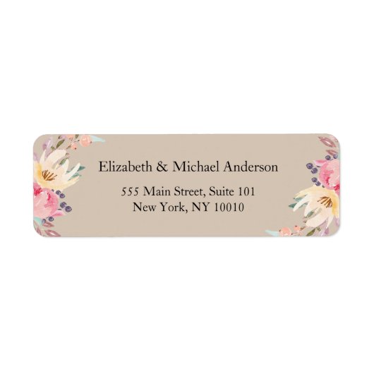 Étiquette Hochzeit floral moderne (Devant)