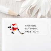 Étiquette Hockey Père Noël Adresse de retour de Noël (En situation)