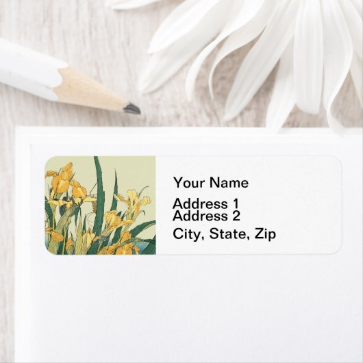 Étiquette Hokusai grasshopper et iris Japon (En situation)