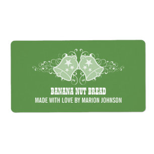 Étiquette Holiday Bells and Swirls Baking Labels, Green