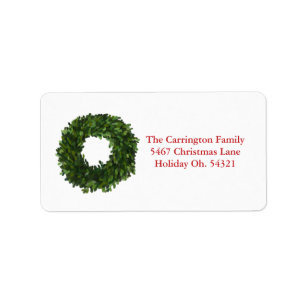 Étiquette Holiday Country Russe Boxwood Wreath Adresse