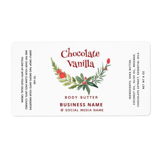 Étiquette Holiday holly brunch typography product (Devant)