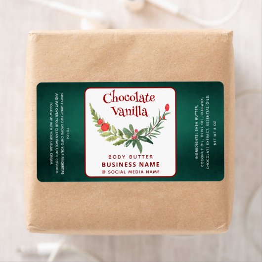 Étiquette Holiday holly brunch typography product label (En situation)