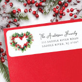 Étiquette Holiday Holly Heart Wreath