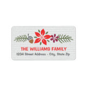 Étiquette Holiday Poinsettia Red and Grey Adresse de retour (Devant)