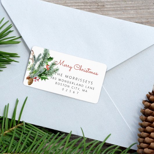 Étiquette Holiday Winter Greenery Address Label