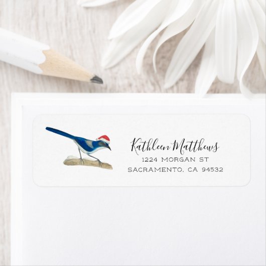 Étiquette Holidays Scrub Jay Label (En situation)
