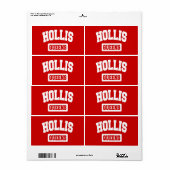 Étiquette Hollis, Queens, New York (Feuille entière)