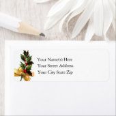 Étiquette Holly Avec Ruban Or Vintage (En situation)