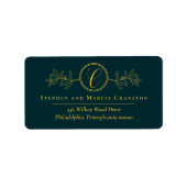 Étiquette Holly | Berries Faux Gold Monogram Return Address (Devant)