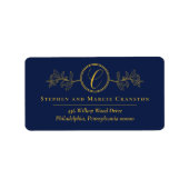 Étiquette Holly | Berries Faux Gold Monogramme Adresse de re (Devant)