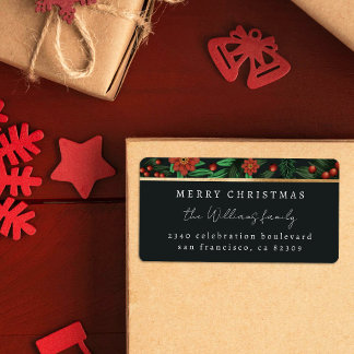 Étiquette Holly Berries Folift Christmas Adresse de retour