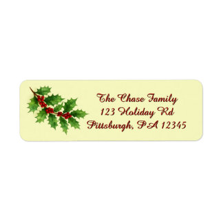 Étiquette Holly & Berries return address