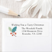 Étiquette Holly Berries Thème de Noël Adresse de retour (En situation)