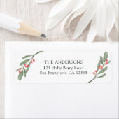 Étiquette Holly Berry Christmas Holiday Adresse de retour (En situation)