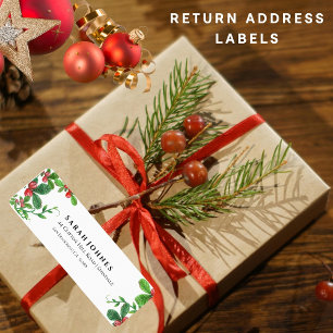 Étiquette Holly berry Joyeux Noël adresse de retour