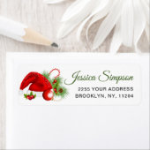 Étiquette Holly Berry Santa Hat Christmas Adresse de retour (En situation)