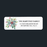 Étiquette Holly et Berry Christmas Holiday Adresse de retour<br><div class="desc">Un élégant arrangement d'aquarelle de baies vertes et rouges décorent cette étiquette d'adresse de retour de Noël. Conçu pour coordonner avec la collection Festive Holly et Berry.</div>