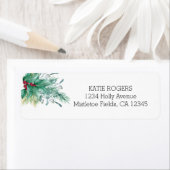 Étiquette Holly et MIstletoe Adresse de Noël (En situation)