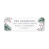 Étiquette Holly et Pine | Adresse de retour de vacances (Devant)