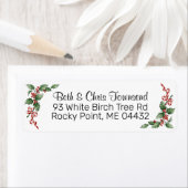 Étiquette Holly Feuille Red Ribbon Noël Vacances Vintage (En situation)