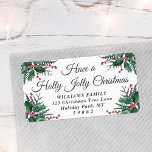 Étiquette Holly Jolly Christmas Greenery Retour Adresse<br><div class="desc">Passez un Noël sainte, c'est le meilleur moment de l'année ! Ajoutez une touche de finition élégante aux enveloppes de cartes de vacances avec d'élégantes étiquettes d'adresses de retour customisées. Tout le texte sur ce modèle est simple à personnaliser pour inclure n'importe quel libellé, comme Joyeux Noël, Joyeux Fêtes, Joyeuses...</div>