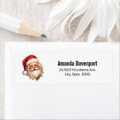 Étiquette Holly Jolly Santa Claus Adresse de Noël rétro (En situation)