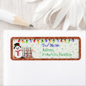 Étiquette Holly Jolly Snowman ADRESSE CADEAU (En situation)