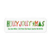 Étiquette HOLLY JOLLY XMAS Holiday Christmas CUSTOM address (Devant)
