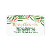 Étiquette Holly Wreath Joyeux Noël (Devant)