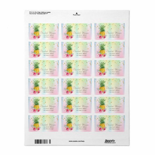 Étiquette Holographie de l'ananas Hibiscus Confetti (Feuille entière)